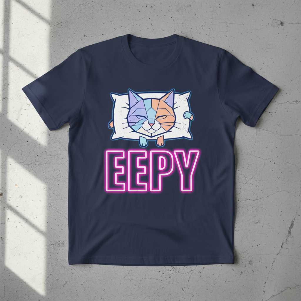 Eepy Funny Cat Meme Graphic T-Shirt, Cute Sleeping Kitten Tee Gift Idea