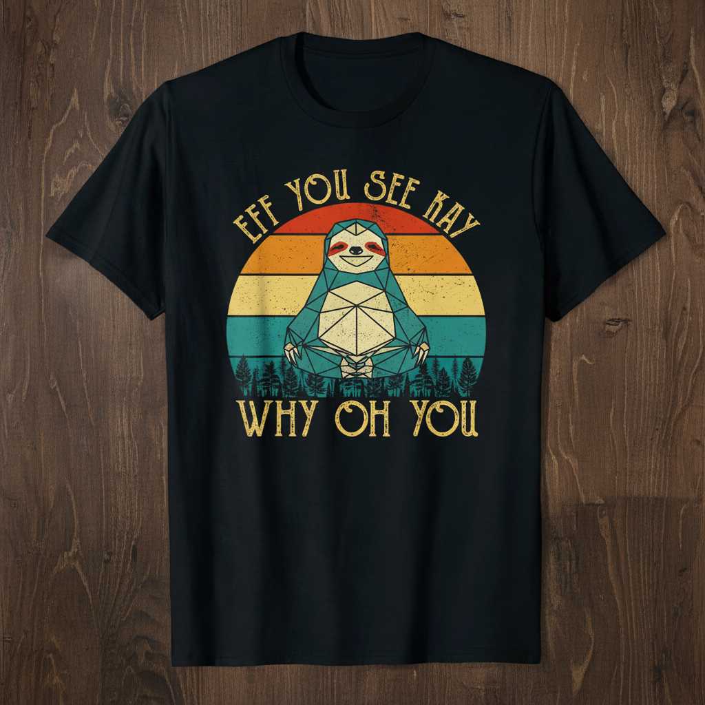 Eff You See Kay Why Oh You Vintage Retro Sloth T-Shirt, Funny Tee Idea