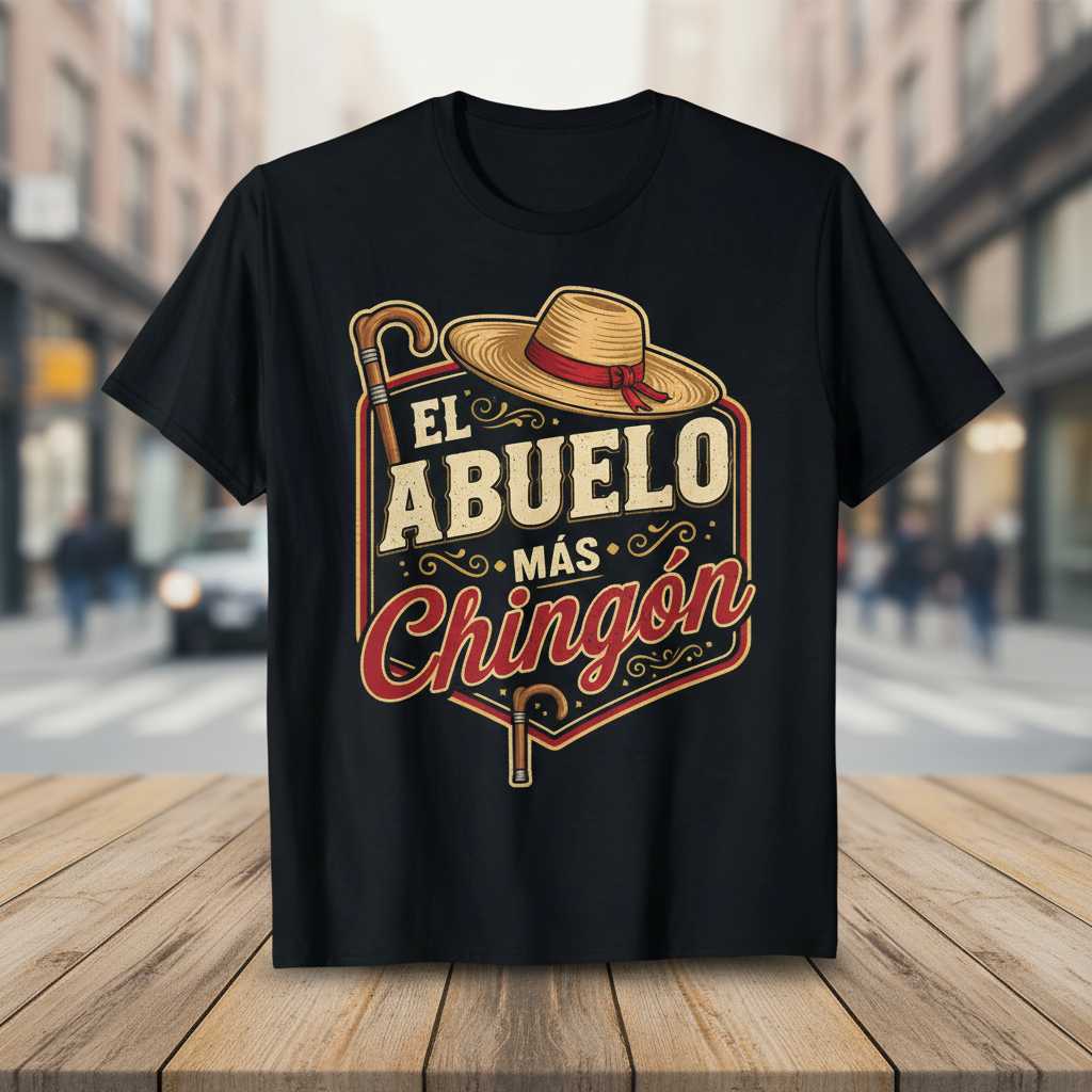 El Abuelo Mas Chingon Vintage Graphic T-Shirt, Funny Mexican Grandpa Tee Idea
