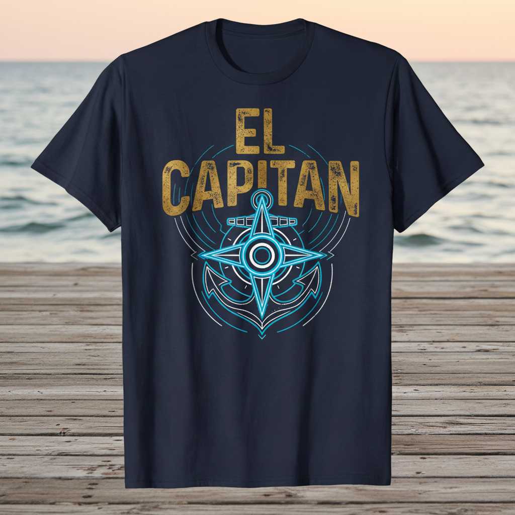 El Capitan Vintage Distressed Boat Captain T-Shirt Nautical Graphic Tee Merch
