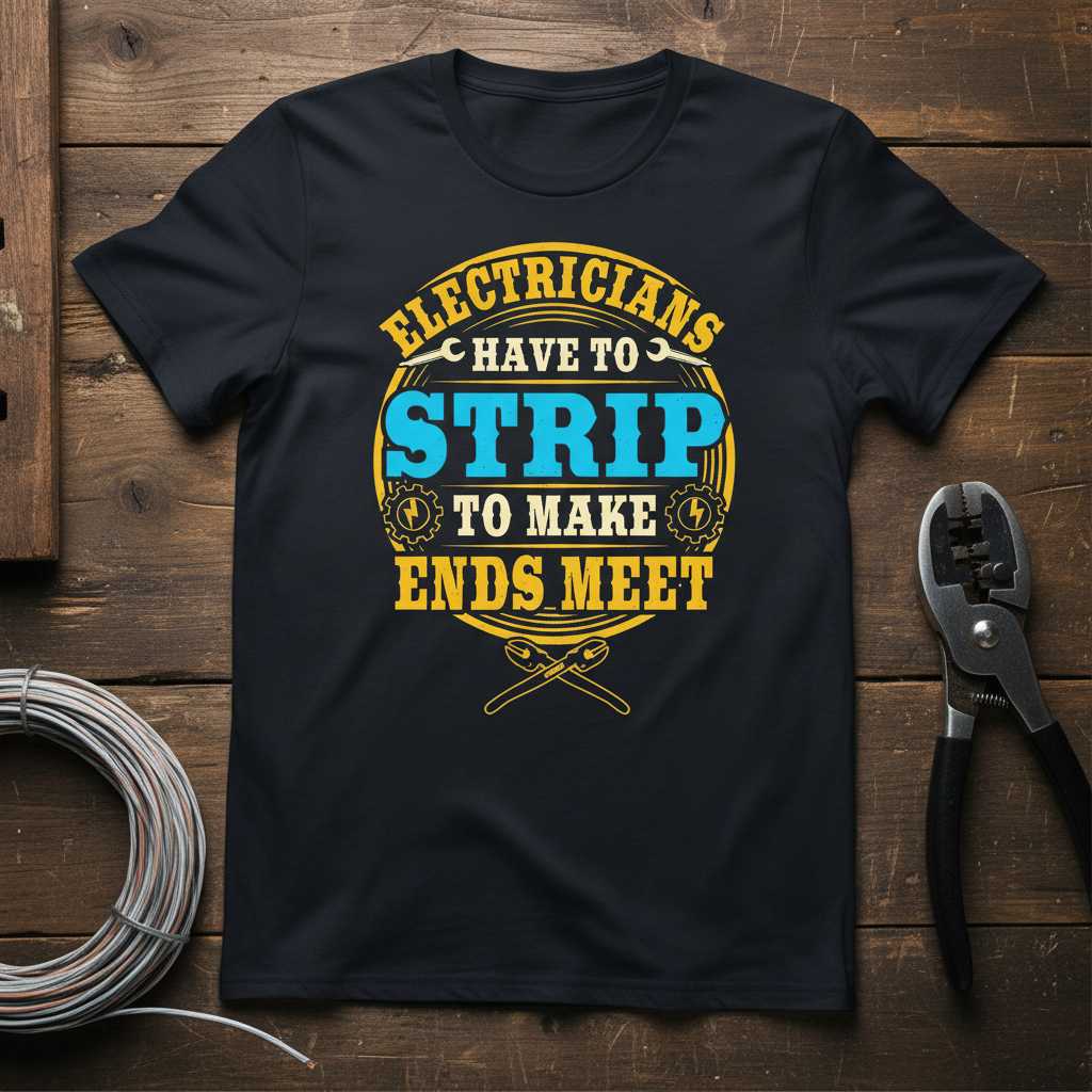 Electricians Have To Strip To Make Ends Meet Funny T-Shirt Novelty Tee Idea