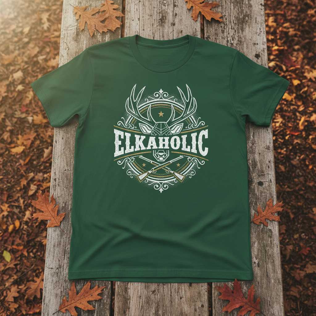 Elkaholic Vintage Elk Hunting T-Shirt, Funny Graphic Tee Hunting Gift Idea