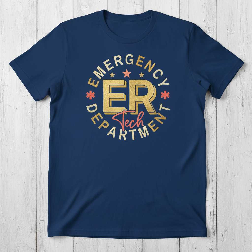 Emergency Department ER Tech Retro Graphic T-Shirt Novelty Unisex Tee Gear