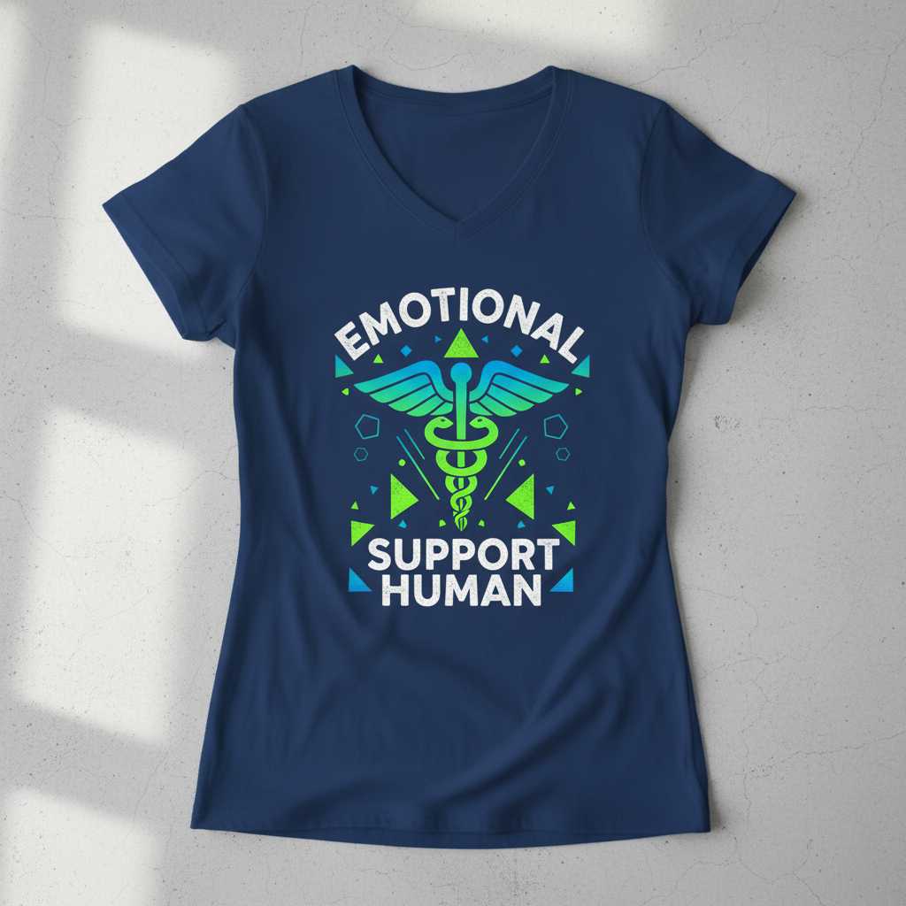 Emotional Support Human Graphic T-Shirt, Funny Service Dog Novelty Tee Idea