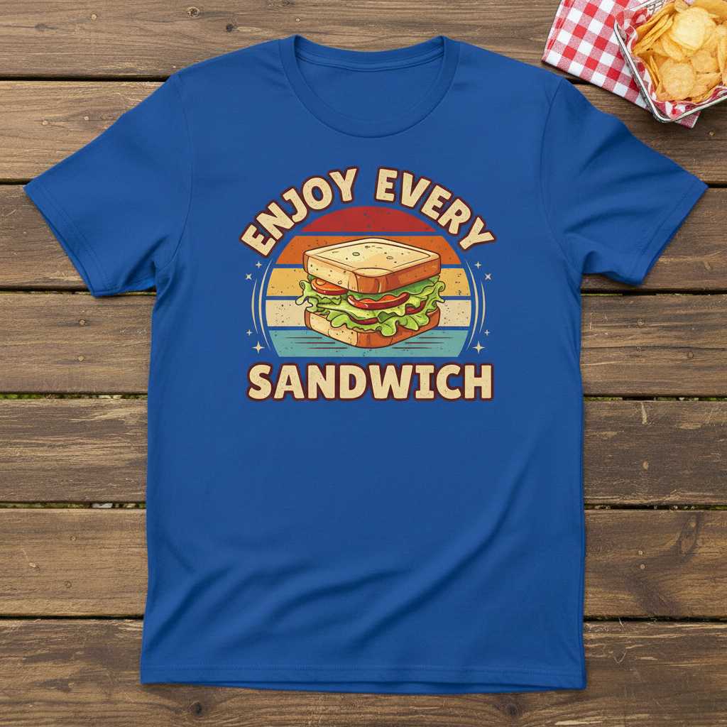 Enjoy Every Sandwich Retro Vintage T-Shirt, Funny Novelty Graphic Tee Gear