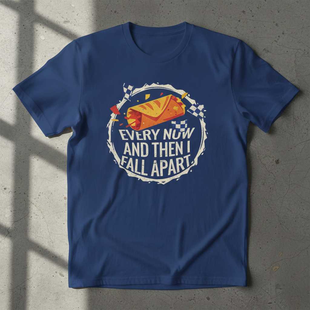 Every Now And Then I Fall Apart Distressed T-Shirt, Funny Burrito Tee Idea