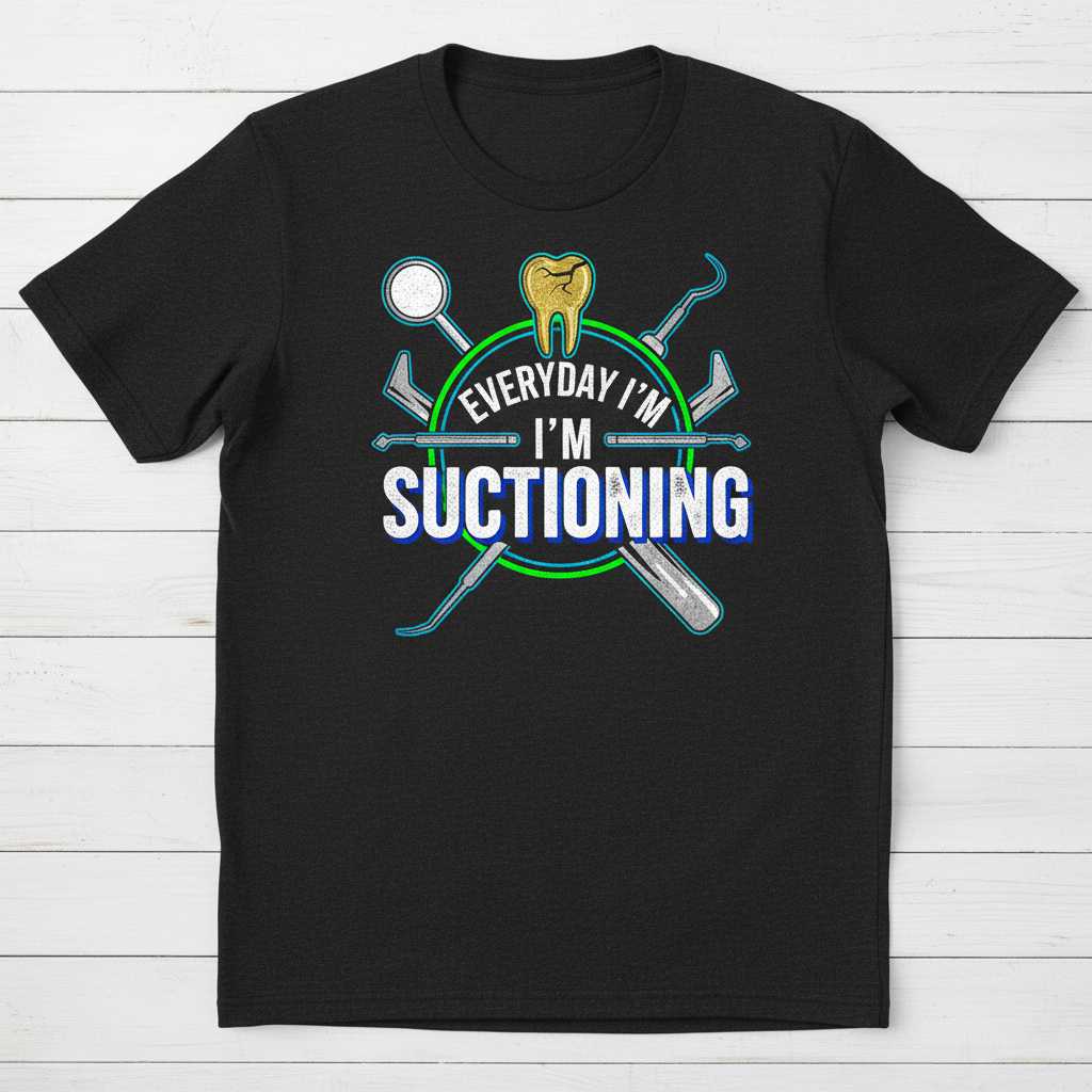 Everyday Im Suctioning Distressed T-Shirt, Funny Dental Assistant Graphic Tee