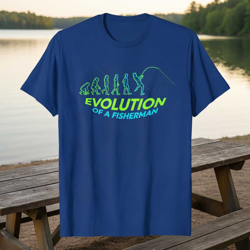 Evolution Of A Fisherman Graphic T-Shirt Funny Fishing Tee Novelty Gear Idea