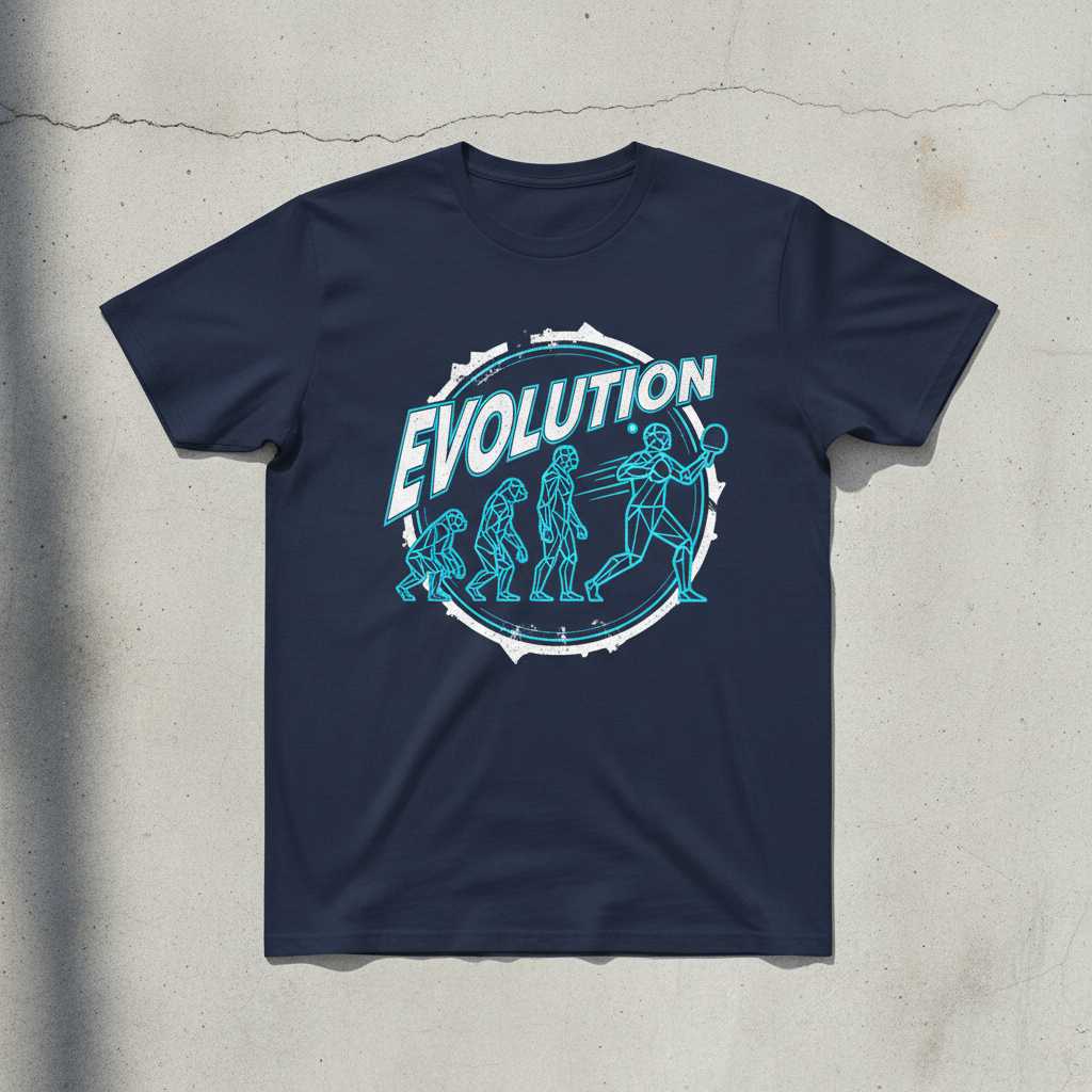 Evolution Table Tennis Graphic T-Shirt, Ping Pong Novelty Tee Unisex Gear