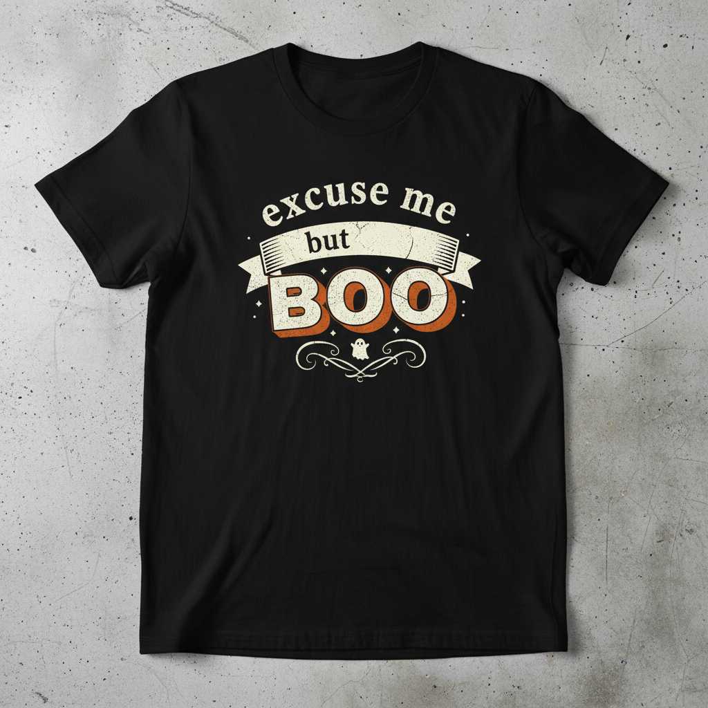 Excuse Me But Boo Vintage Retro Distressed T-Shirt, Funny Halloween Tee