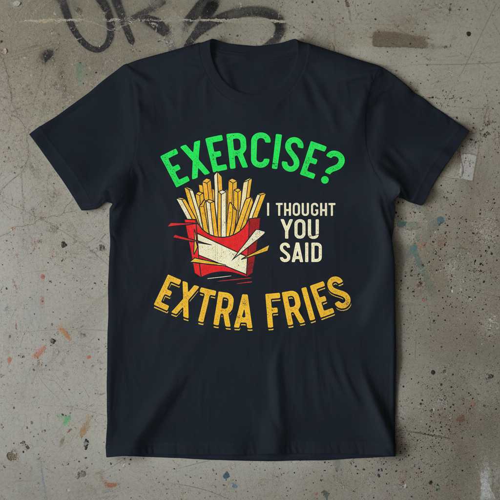 Exercise- I Thought You Said Extra Fries Vintage T-Shirt, Funny Graphic Tee