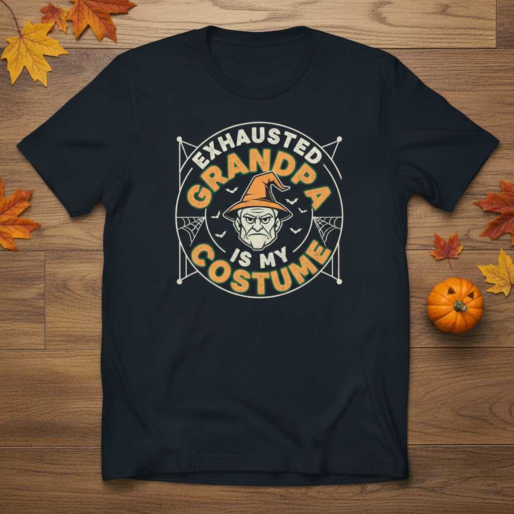 Exhausted Grandpa Is My Costume Vintage T-Shirt, Funny Halloween Tee Outfit