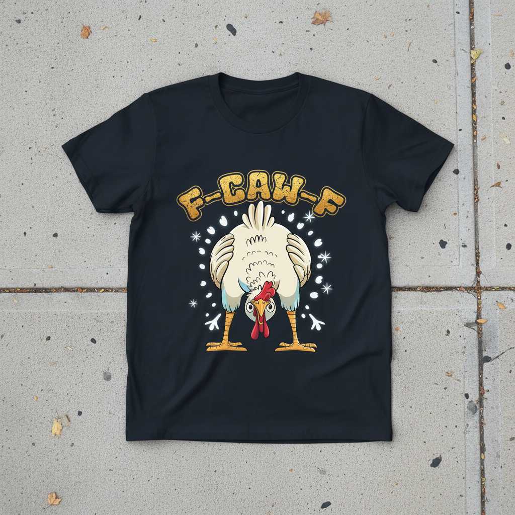 F-Caw-F Chicken Distressed Graphic T-Shirt, Funny Novelty Bird Tee Present Idea