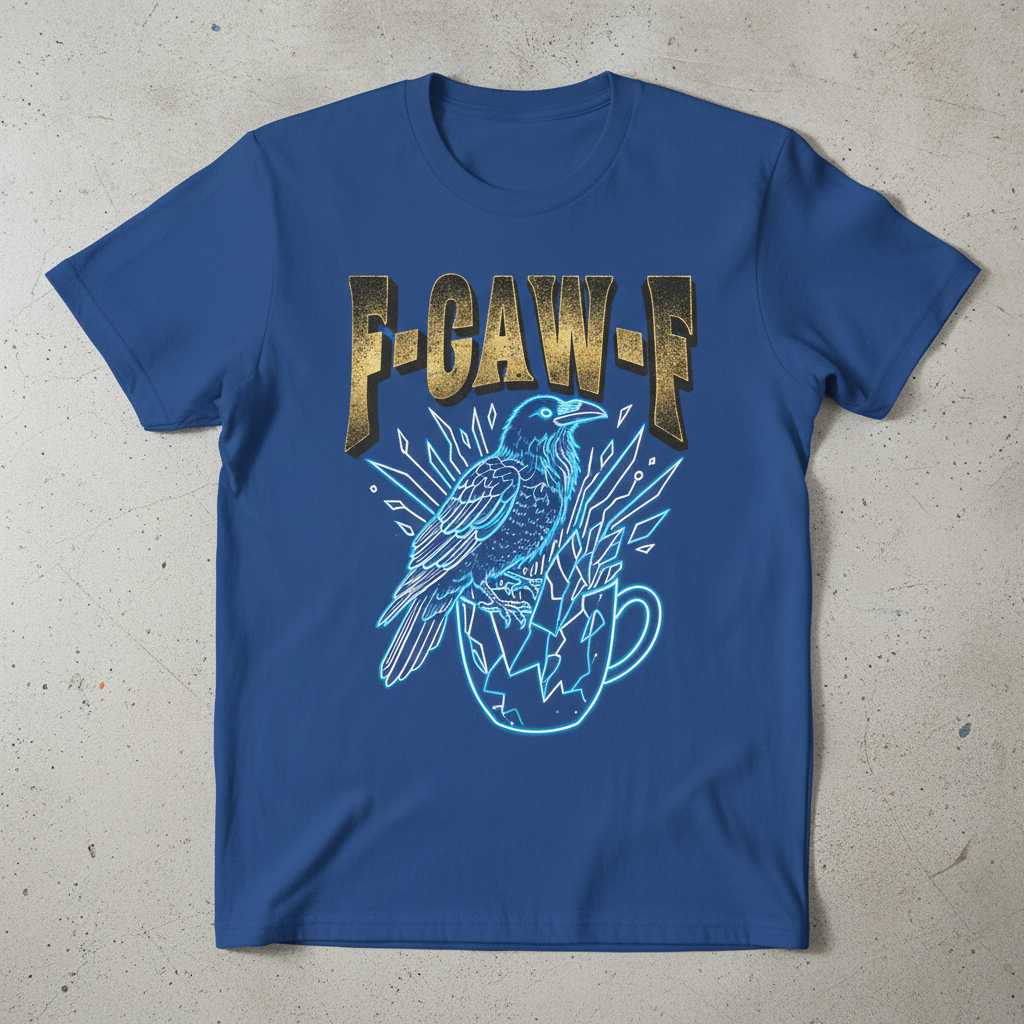 F-Caw-F Crow Distressed Graphic T-Shirt, Funny Raven Novelty Unisex Tee Gear
