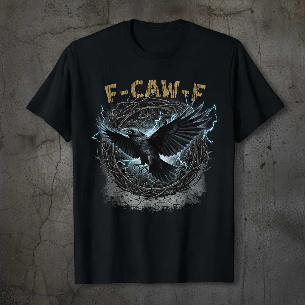 F-Caw-F Distressed Raven Bird Graphic T-Shirt, Funny Crow Tee Merch Idea