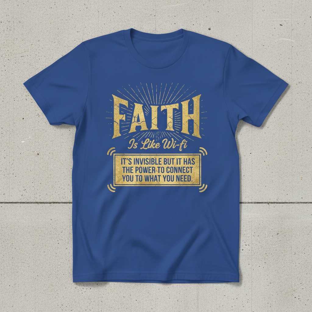 Faith Is Like Wi-Fi Its Invisible But It Has The Power To Connect You To What You Need Distressed T-Shirt Funny Tee Idea