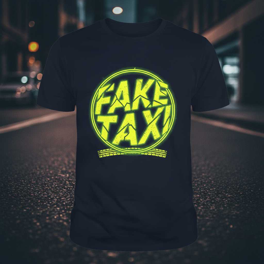 Fake Taxi Distressed Graphic T-Shirt, Funny Novelty Tee Parody Gear Souvenir