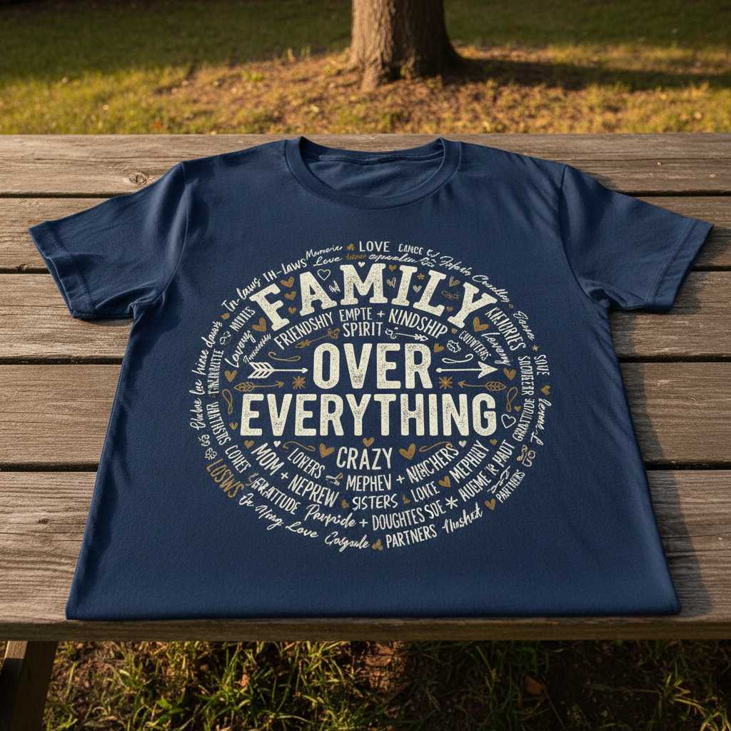 Family Over Everything Graphic T-Shirt, Family Reunion Matching Tee Souvenir