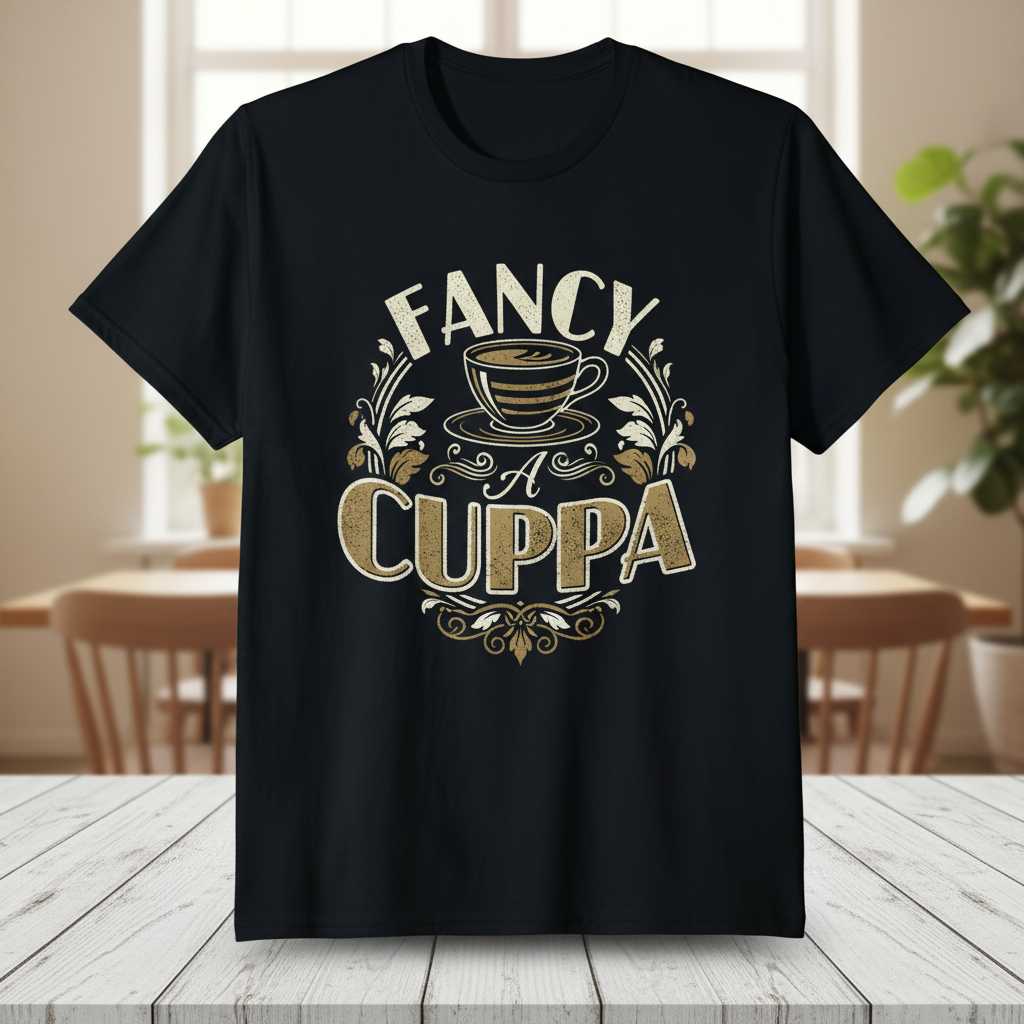 Fancy A Cuppa Vintage Distressed T-Shirt, British Funny Tee Souvenir
