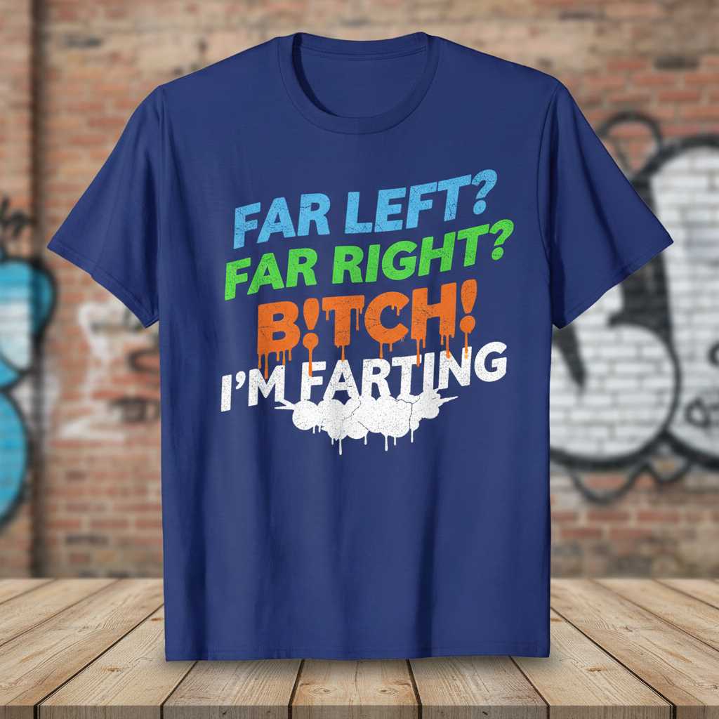 Far Left- Far Right- B!tch! Im Farting Distressed T-Shirt, Funny Novelty Tee