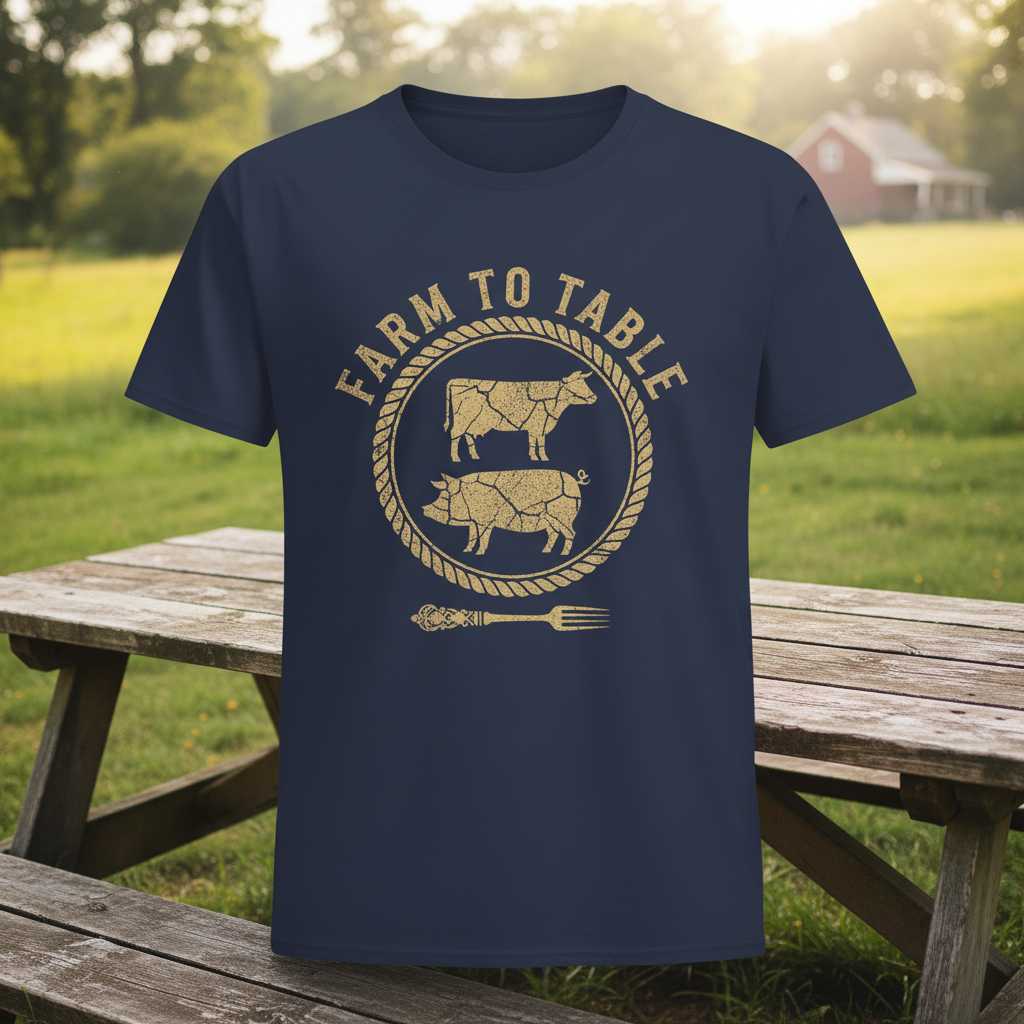 Farm To Table Vintage Distressed T-Shirt, Graphic Novelty Tee Gift Idea