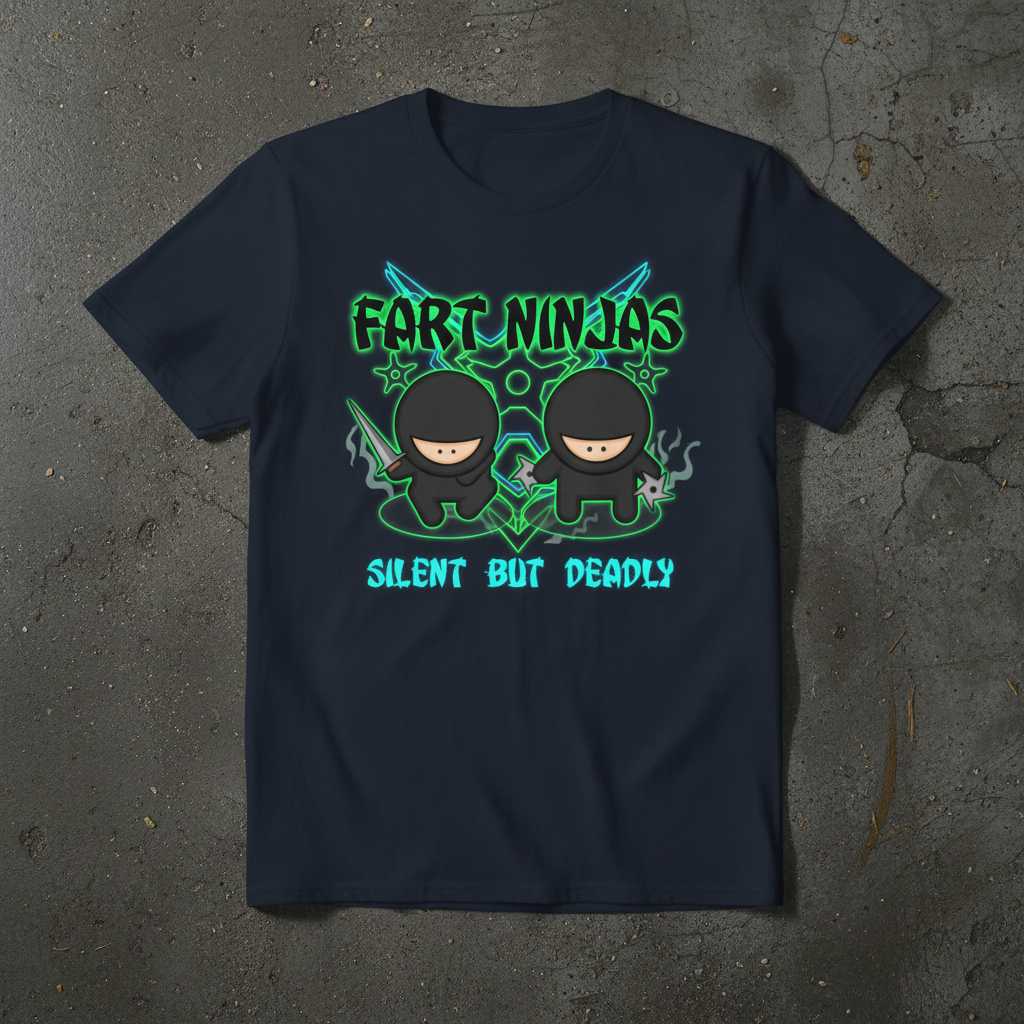 Fart Ninjas Silent But Deadly Graphic T-Shirt, Funny Novelty Tee Gift Idea
