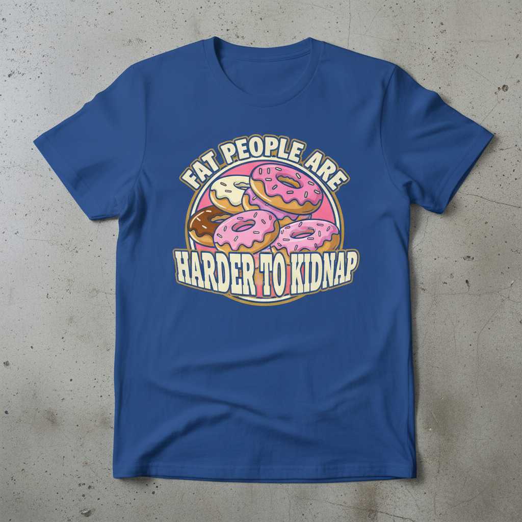 Fat People Are Harder To Kidnap Graphic T-Shirt, Funny Donut Tee Gift Idea