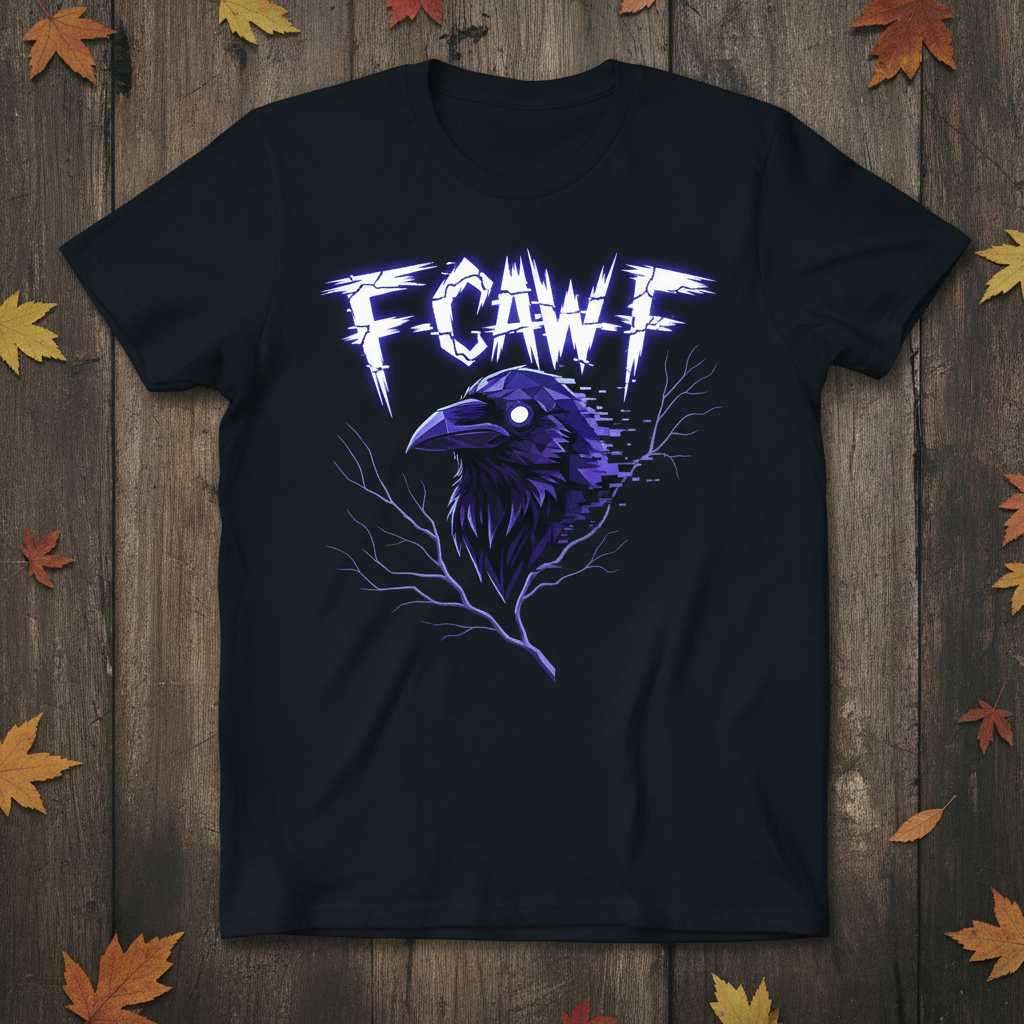Fcawf Raven Crow Pun Distressed Goth T-Shirt Graphic Novelty Tee Gift Idea