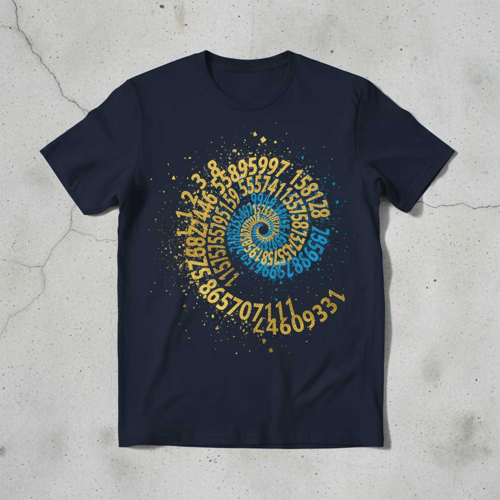 Fibonacci Sequence Golden Ratio Spiral T-Shirt, Graphic Math Novelty Tee Wear