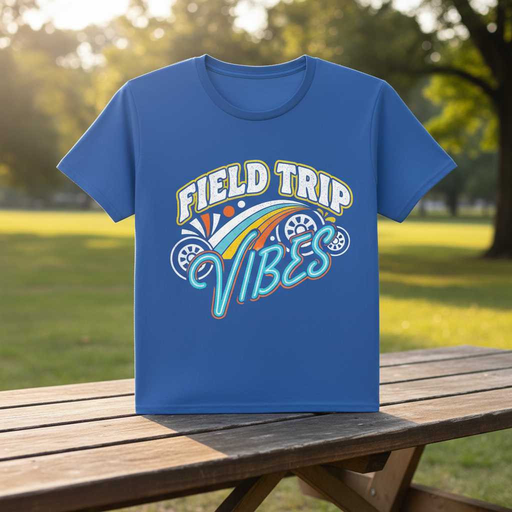 Field Trip Vibes Retro T-Shirt, Funny School Teacher Student Graphic Tee Outfit