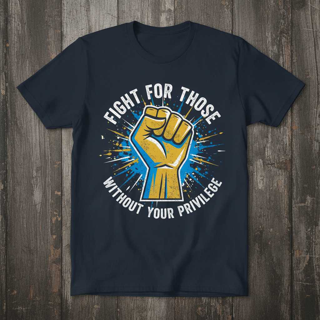 Fight For Those Without Your Privilege Distressed Graphic T-Shirt Novelty Tee
