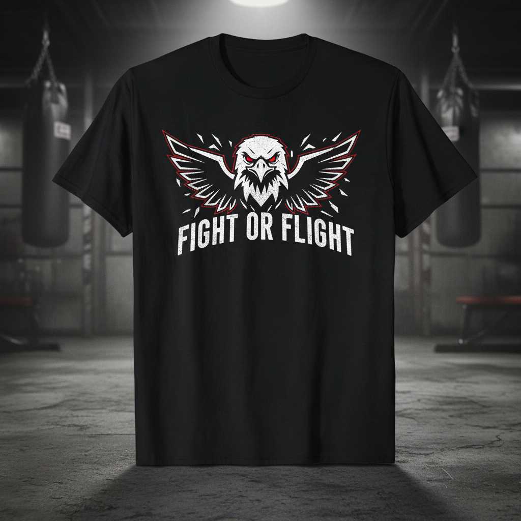 Fight Or Flight Distressed Eagle Graphic T-Shirt, Unisex Novelty Tee Gear