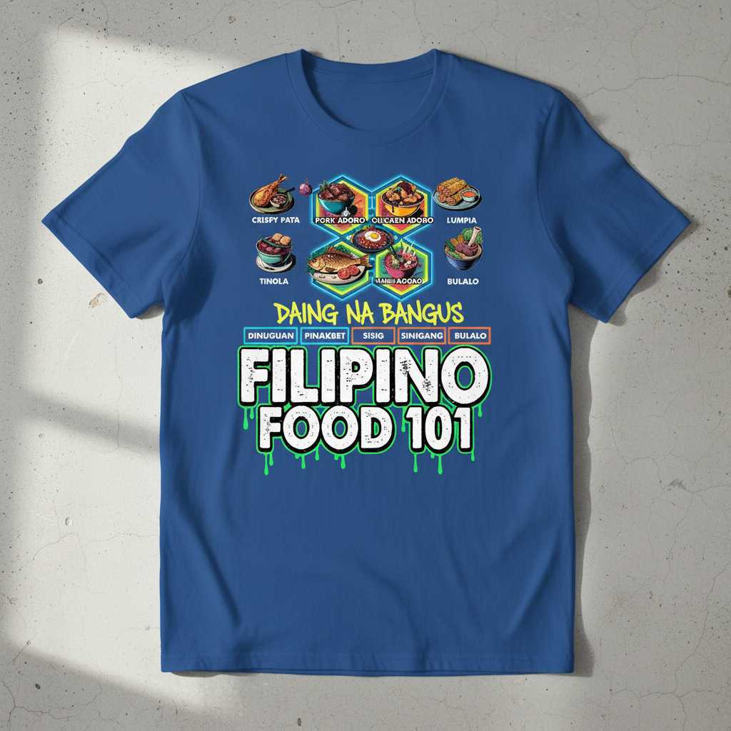 Filipino Food 101 Distressed T-Shirt, Graphic Philippines Cuisine Tee Idea