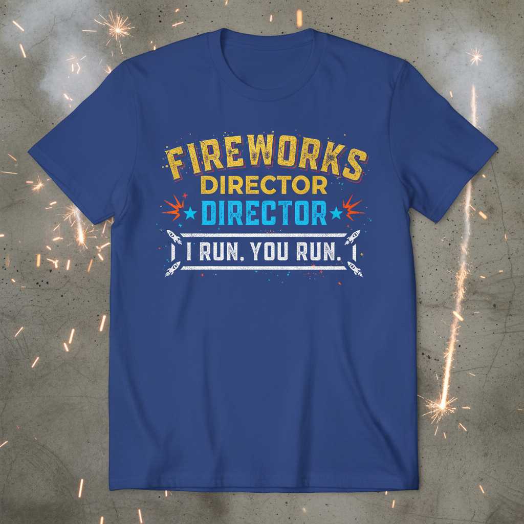 Fireworks Director I Run You Run Distressed Vintage T-Shirt Funny Tee Idea