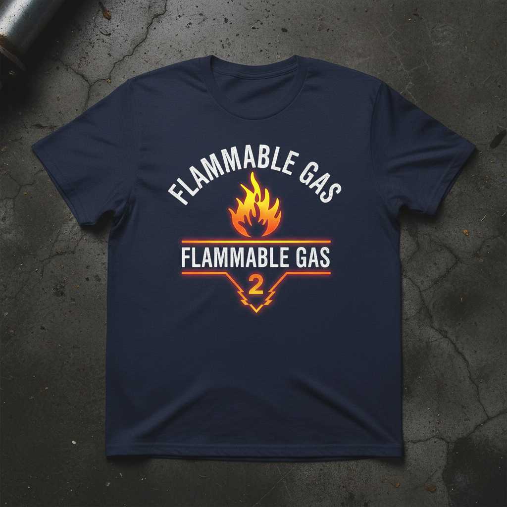 Flammable Gas Hazard Graphic T-Shirt, Funny Safety Warning Tee Gear