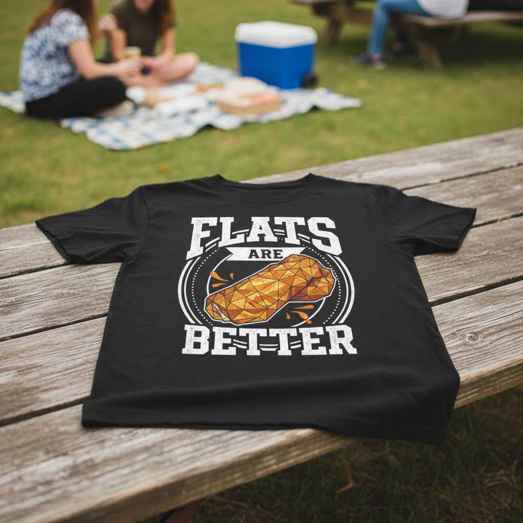 Flats Are Better Distressed T-Shirt Funny Chicken Wing Tee Graphic Gear