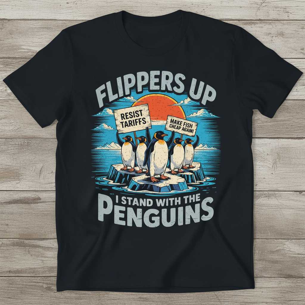 Flippers Up I Stand With The Penguins Retro T-Shirt, Funny Graphic Tee Gear