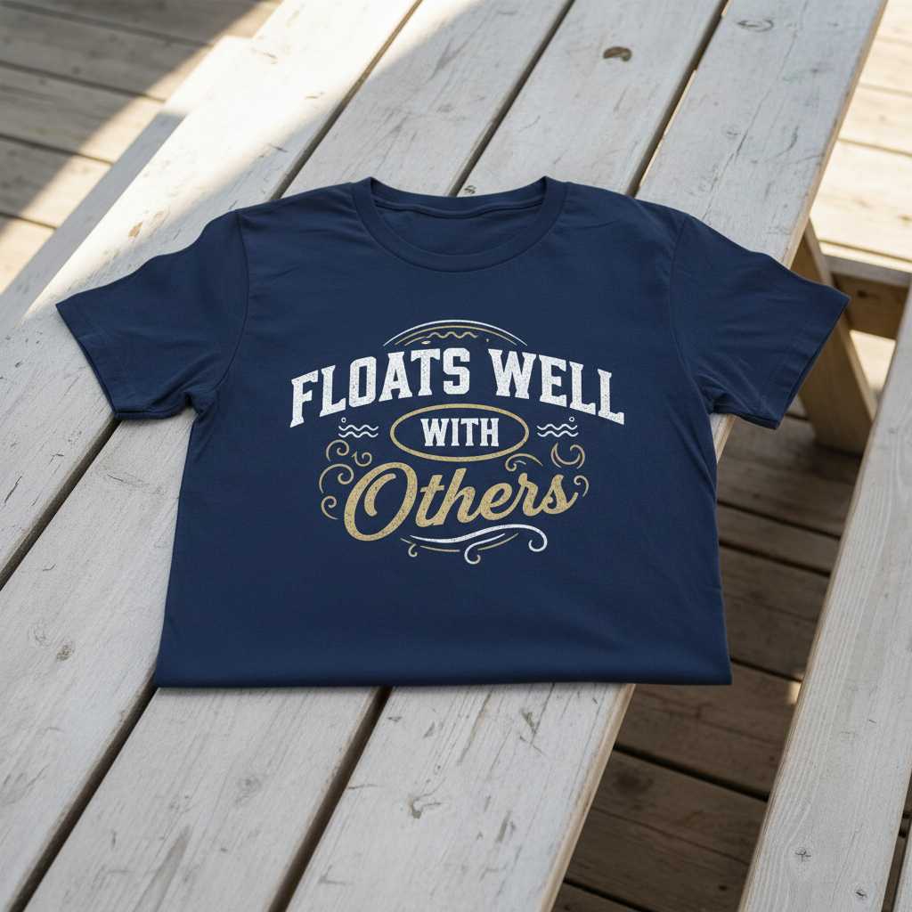 Floats Well With Others Vintage T-Shirt, Funny Graphic Tee Novelty Gear