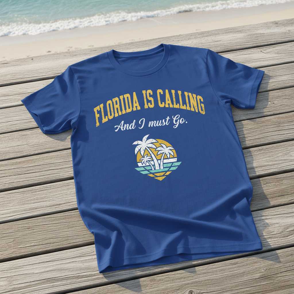 Florida Is Calling And I Must Go Retro Vintage T-Shirt Graphic Souvenir Tee
