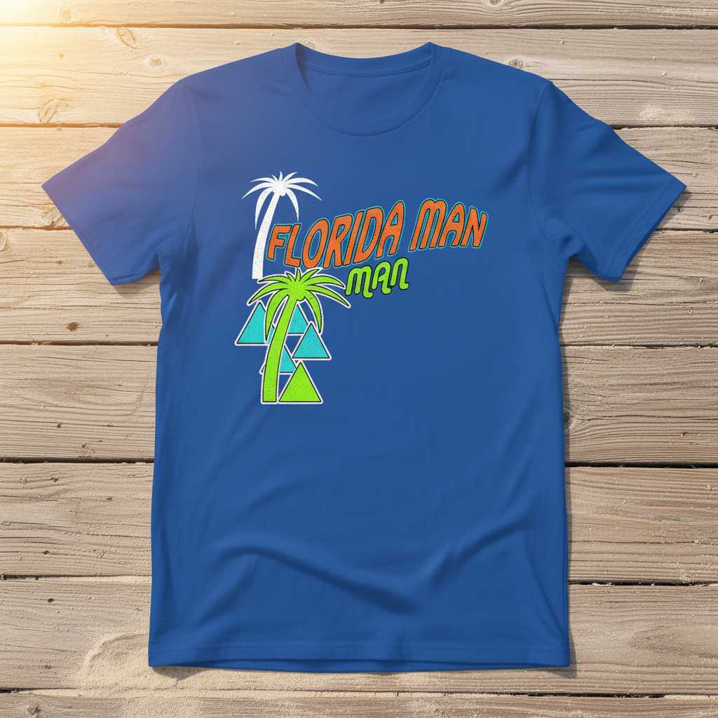 Florida Man Man Retro Graphic T-Shirt, Funny Novelty Tee Souvenir Merch