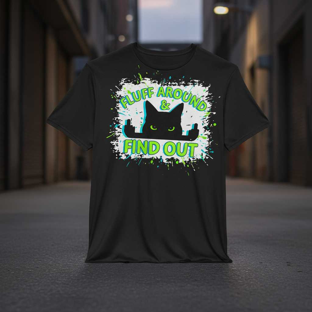 Fluff Around & Find Out Grunge T-Shirt, Funny Cat Pun Graphic Tee Idea
