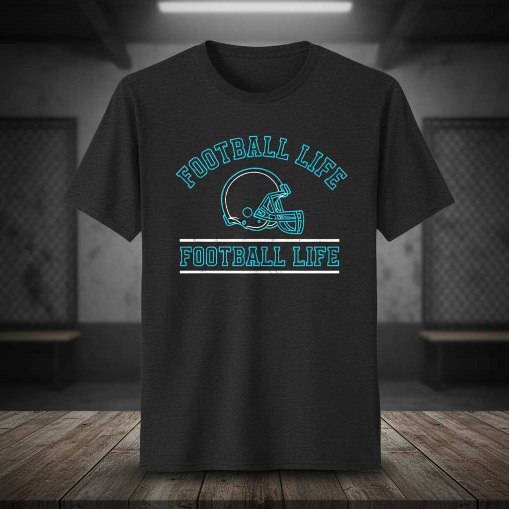 Football Life Distressed T-Shirt, American Football Graphic Tee Gear Idea