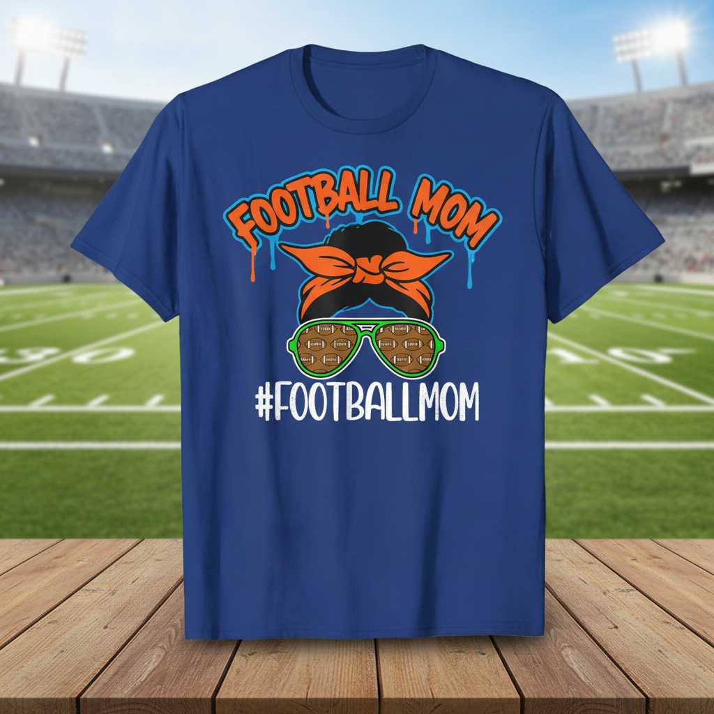 Football Mom #Footballmom Leopard Graphic T-Shirt, Cute Game Day Tee Gift Idea