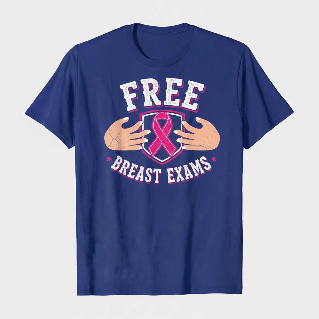Free Breast Exams Distressed Vintage T-Shirt, Funny Novelty Graphic Tee Idea