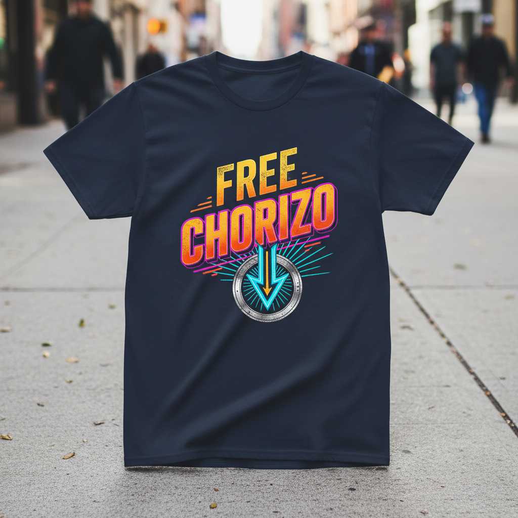 Free Chorizo Retro 80s Graphic T-Shirt, Funny Novelty Gaming Tee Gift Idea