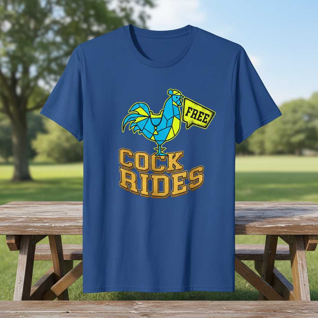 Free Cock Rides Rooster Graphic T-Shirt, Funny Novelty Tee Present Idea