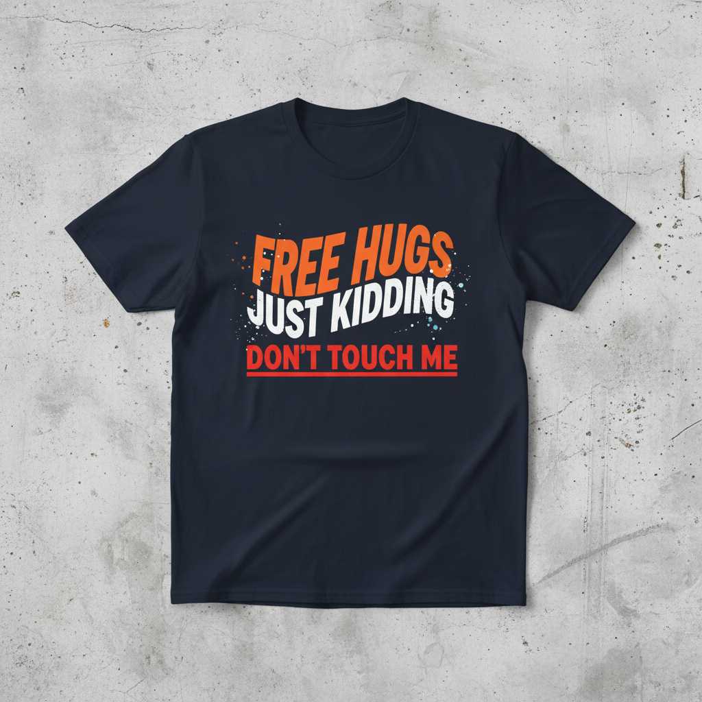 Free Hugs Just Kidding Dont Touch Me Distressed T-Shirt, Funny Tee Idea