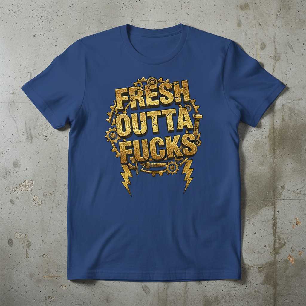 Fresh Outta Fucks Distressed T-Shirt, Funny Novelty Graphic Tee Gear Gift Idea