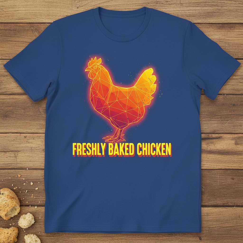 Freshly Baked Chicken Retro Graphic T-Shirt Funny Novelty Tee Gift Idea