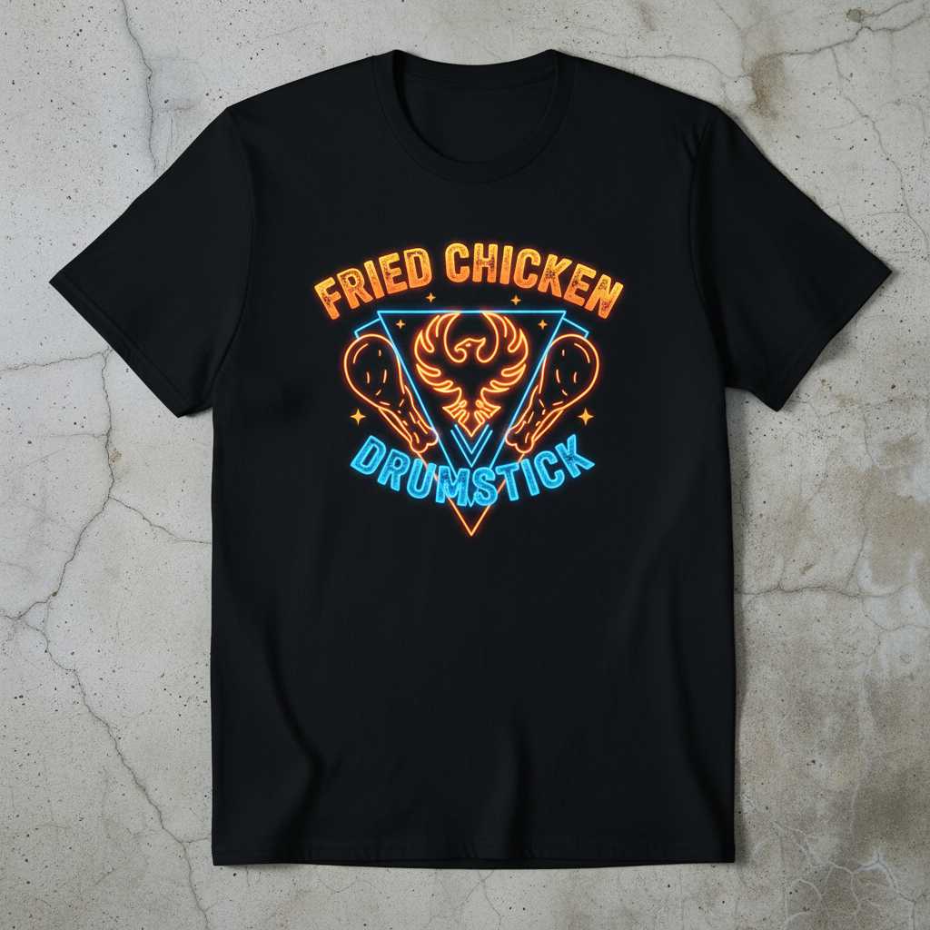 Fried Chicken Drumstick Retro T-Shirt, Funny Unisex Graphic Tee Novelty Gear